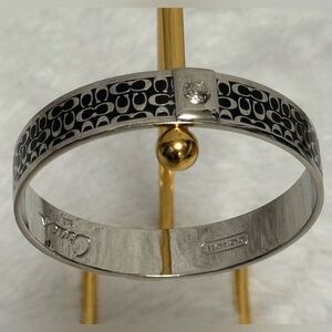 Coach Black and Silver Patterned Bangle